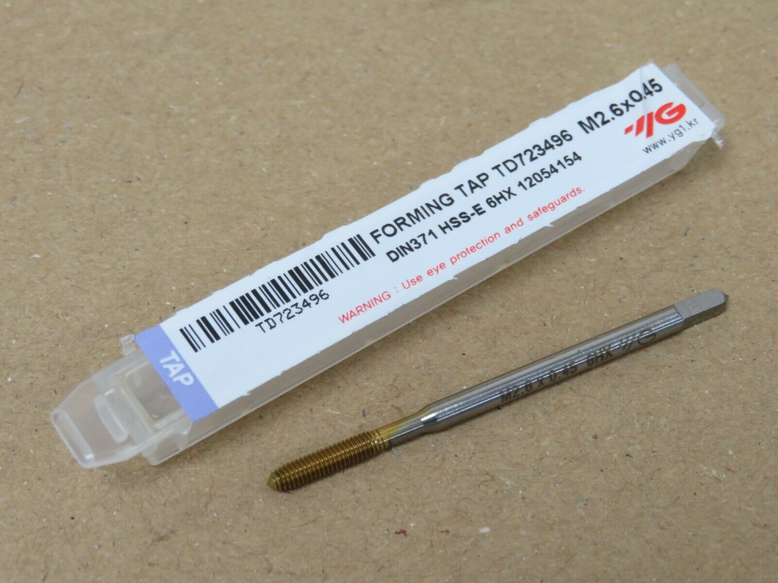 YG1 M2.6 x 0.45 HSS 5% Cobalt TiN Coated Roll Tap - TD723 Series