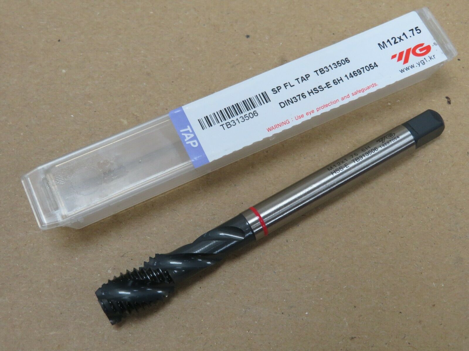 YG1 TB313 M12 x 1.75 HSS-E 6H Spiral Flute Machine Tap Red Ring