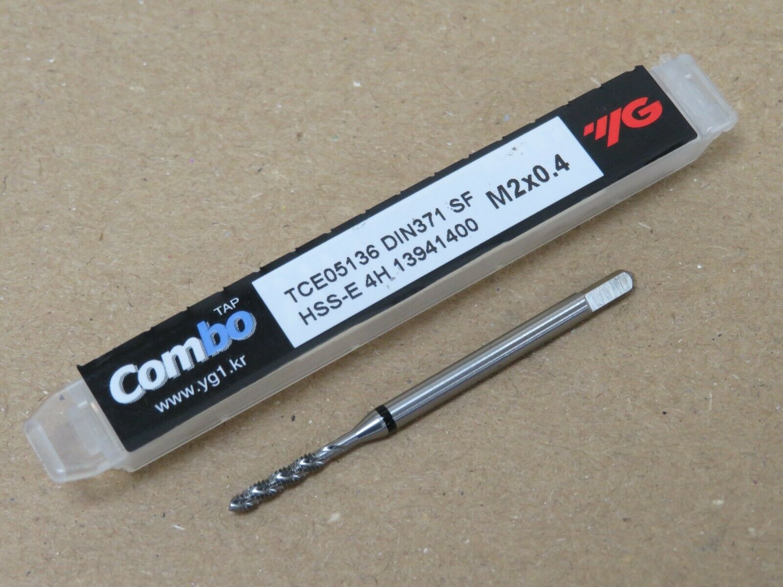 YG1 M2 x 0.4mm Metric Coarse HSS 5% Cobalt Spiral Flute Machine Tap 4H Tolerance