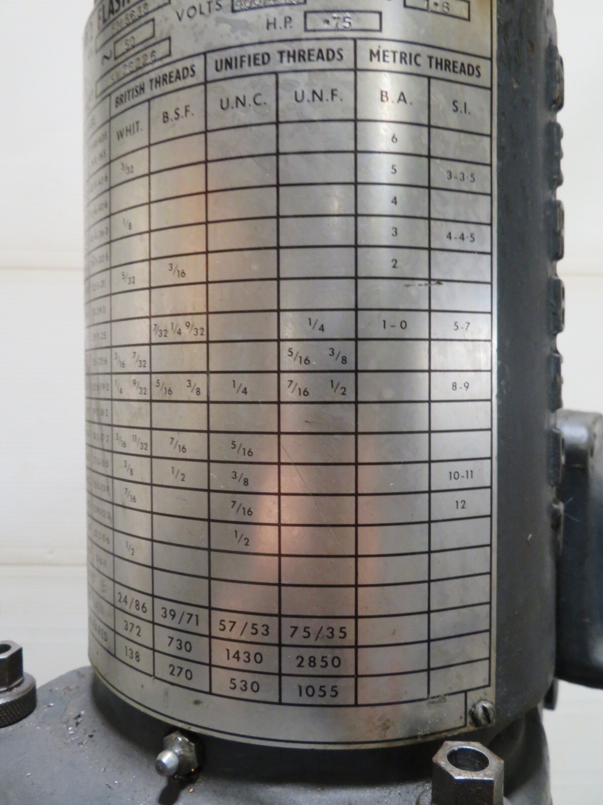 Alfred Herbert No.2 Flash Tapping Machine 3 Phase With Coolant & Change Gears - Image 9